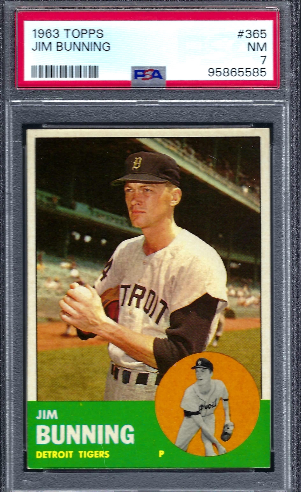 1963 Topps #365 PSA 7 Jim Bunning Tigers 365 Centered!