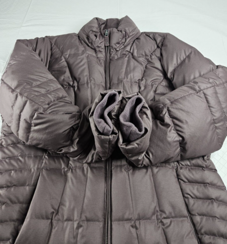 Eddie Bauer Goose Down Puffer Jacket Women Large Purple Full Zip No Hood - Picture 8 of 16