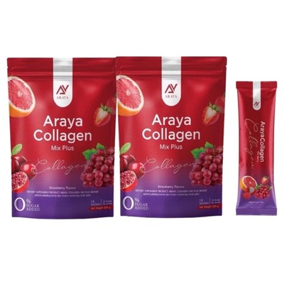 2xAraya Collagen Mix Plus Strawberry Flovour Anti-Aging Whitening Skin 15 Sachet