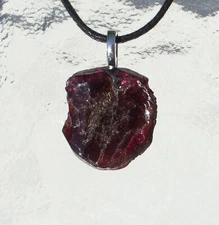 Garnet Slice Free Form Stone Crystal Pendant Necklace