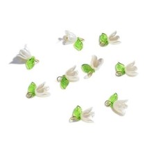 10Pcs White Flower Pendant Charms Resin Charms,Flora Leaves...