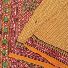 Sanskriti Vintage Indian Sarees Pure Georgette Silk Hand Beaded Fabric 5Yd Sari