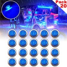 20X 3/4" Round Blue LED Side Marker Light With Stailness Cover for Truck Trailer
