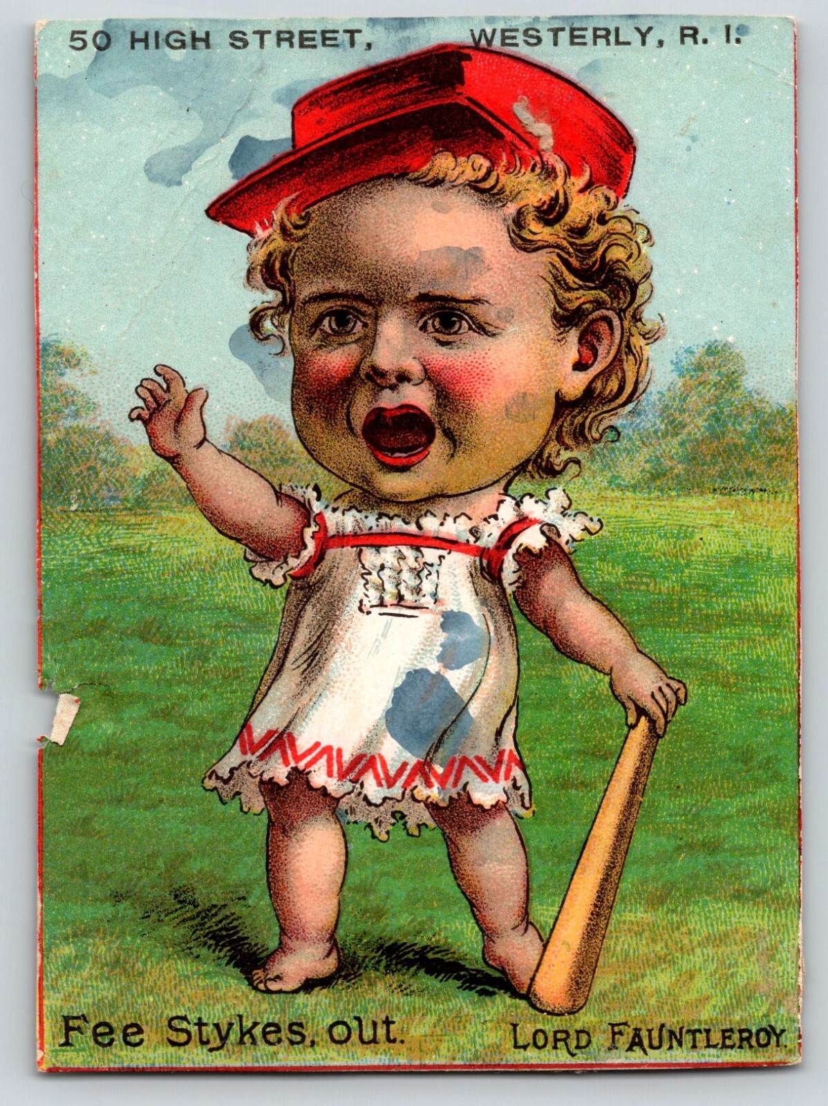 Victorian Trade Card Baseball Baby Lord Fauntleroy Westerly Rhode