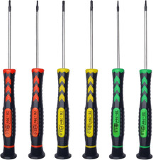 Screwdriver SET of 6 - Magnetic Flathead and Phillips with NON-SKID Handle in Di