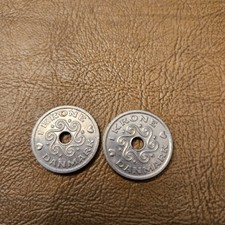 Beautiful Denmark 1 Krone Coins 1995 & 1999 