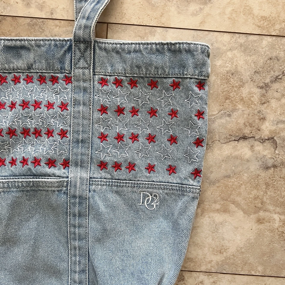 DG2 by Diane Gilman American Flag July 4th Tote Bag Cotton Denim Jean Style - Image 3 of 4