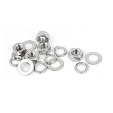 M12 Thread Diameter 304 Stainless Steel Hex Nut Flat Washer Split Lock 5 Sets