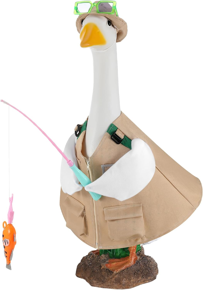 Fishing Goose Costume Set for 23" Garden Duck Outdoor Decoration | eBay
