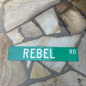 Antique Retired Vintage Aluminum REBEL RD. ROAD Street Sign Country Boy Southern