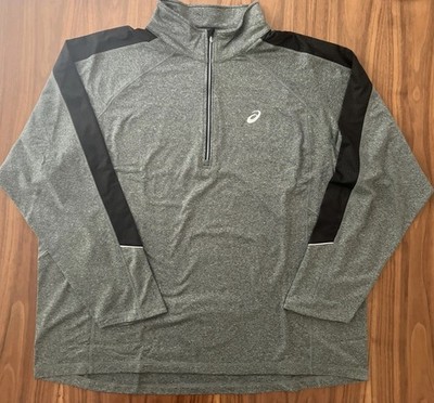 ASICS Men's 1/2 Zip Active Long Sleeve Stretch Jersey Pullover Grey 3XL/TTTG