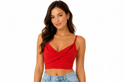PE996 Halara Damen Drapiertes Crop-Top mit Spaghettiträgern (L)