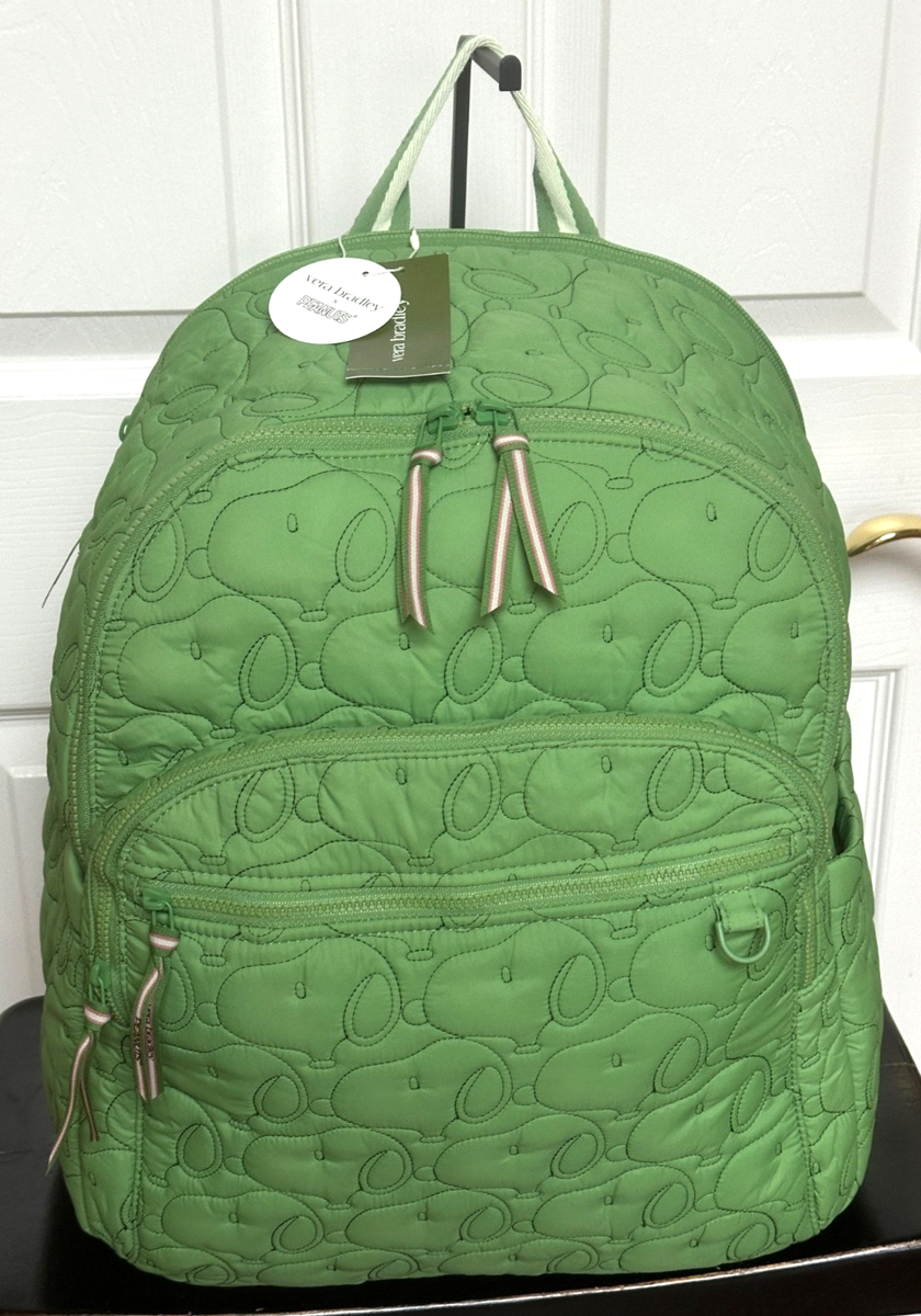 VERA BRADLEY X PEANUTS BANCROFT BACKPACK:NWT FLUORITE GREEN SNOOPY