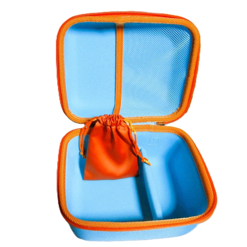 LTGEM Travel Case Blue with Orange Trim Zippered Mesh Net Hard Shell Wrist Strap - Image 2 of 4