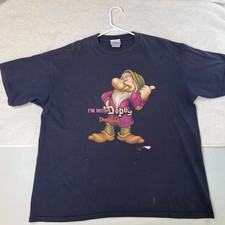 Rare Vintage Walt Disney World T-Shirt Snow White Grumpy I  m With Dopey XL Navy