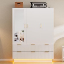 Large Capacity Storage Wardrobe Armoire for Bedroom, Drawers, Hanging Rod, 