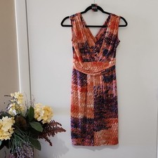EUC SIMPLY VERA Sleeveless dress Coral/Slate Blue/Red/Grey/White