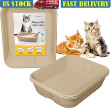 4 Pack Disposable Cat Litter Boxes Easy No Scrub Odor Control Cardboard New