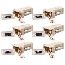 6 Pcs DB 9 RS232 Serial DB9 Female to RJ45 8P8C Network Modular Adapter Ivory