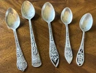 Vintage Sterling Silver Souvenir Spoon Lot 5pc Gold Miner