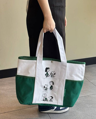 Starbucks Snoopy Peanuts Tote Bag Limited Edition White Green Shoulder Bag New