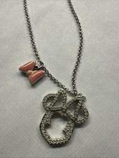 Disney Minnie Mouse Charm Necklace Stainless Rhinestones Girls