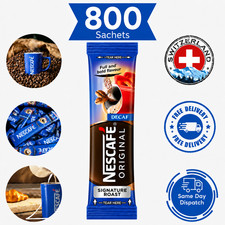 Nescafe Decaf Instant Coffee Wrapped Sticks Sachets – 1 Cup Individual Smooth