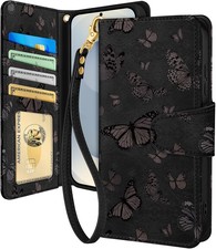 Samsung Galaxy S25 Edge Wallet Case with Wrist Strap - Leather Flip Folio Cover