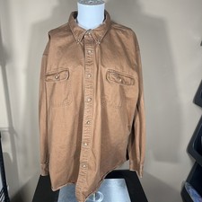 Carhartt Shirt Mens Size 4XL Brown Canvas Workwear Heavyweight S09BRN