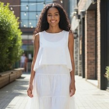 RAGA B.Haute L.Bartlett White Layered Tank Sleeveless Sample Size S