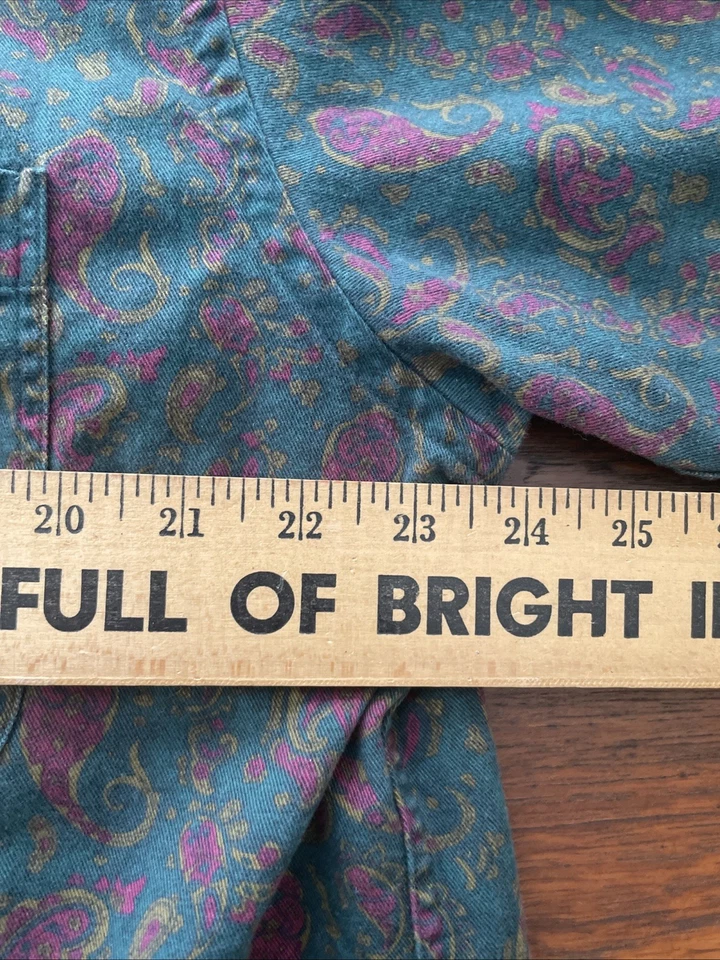 Cambridge Classics Mens Corduroy Green N Paisley Button Up Shirt Size Large Vntg - Image 2 of 4