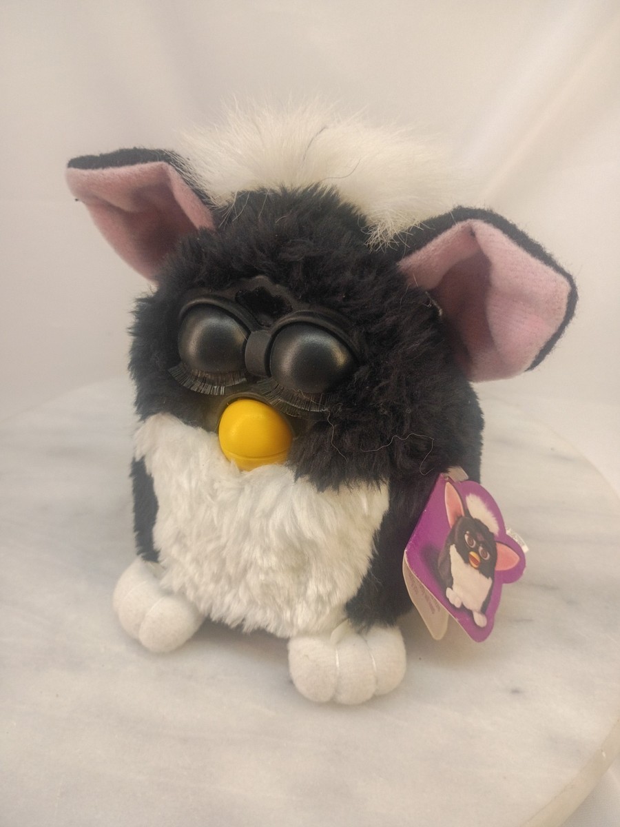 【激レア★】初代ファービー/Furby 海外USモデル 1998年 白黒 1998 Furby Black White Skunk Tux Brown Eyes TIGER #70-800 w/ Tags