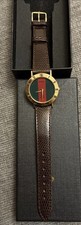 VTG Gucci Watch Series 3000M Gold Tone Unisex Green Red Dial Quartz Swiss Made