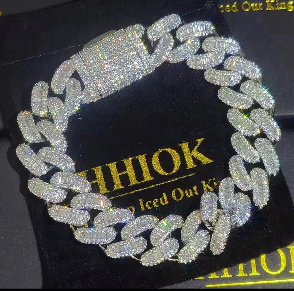 Pulsera cubana de moissanita VVS de 7 pulgadas - Joyería helada Foto 2 de 4