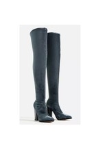 ZARA Basic WOMAN HIGH HEEL OVER THE KNEE BOOTS Gray Blue HEEL 610/101
