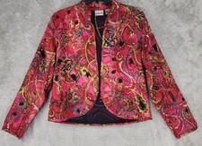 Chicos Jacket Womens Size 0 Multicolored Silk Embroidered Beaded Vintage Top