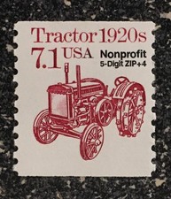 USA1989 #2127b 7.1c Tractor 1920s Nonprofit 5-Digit Zip+4 - Coil Single Mint