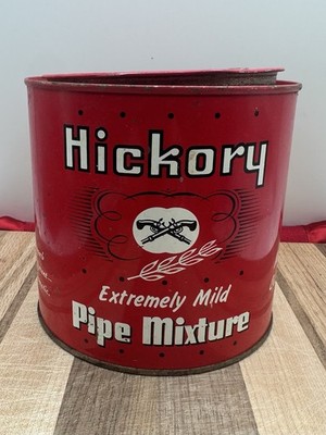 Vintage Hickory Two Flintlock Pistols 14 oz Tobacco Pipe mixture Empty Tin Can