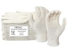 12 Pairs Cotton String Work Gloves - Heat Protection for BBQ Large