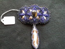 NATIVE AMERICAN BEADED  QUILLED BARRETTE, HAIR TIE BARRETTE, SB-0826 09260