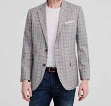 Nautica Men's Gray Plaid Modern Branford Sport Coat Jacket Suit Size 42L