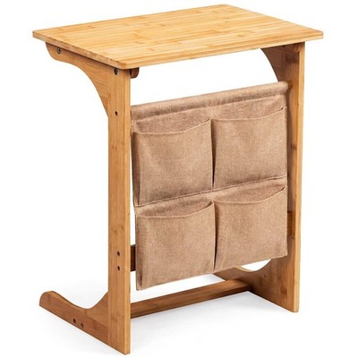 Bambus Beistelltisch C-Form Sofa Beistelltisch Laptoptisch - Natur