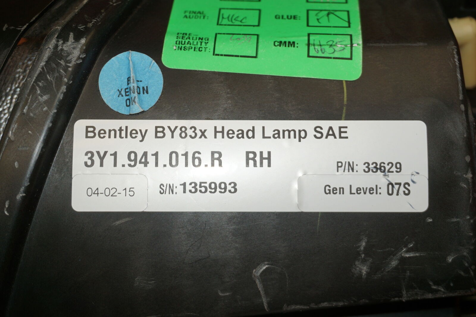 Bentley Mulsanne 2010-2013 RIGHT Headlight P/N 3Y1941016R
