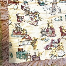 Vintage Lambs  Ivy Quilted Baby Crib Blanket Bears Family Ruffle Novelty Cozy