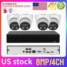 Valucam 8MP Alert 2-way IP Camera PoE MIC 4CH 4POE 1SATAs-Support 4K NVR Lot