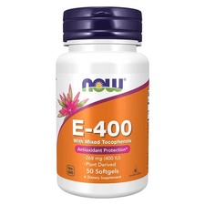 NOW Vitamin E-400 Mixed Tocopherols 50 Softgels, Clearance for Best By 02/2026