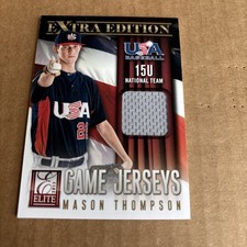 2013 Elite Extra Game JSY RELIC Mason Thompson RC #18 USA Baseball Card (f5)