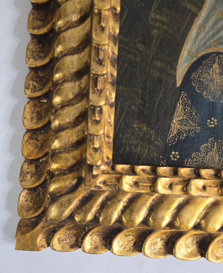 Vintage Cuzco Style Madonna and Child Original Oil Painting, 21 by 17 Inches - Image 4 of 4