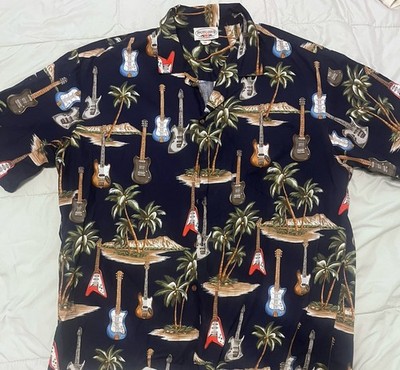 Pacific Legend Hawaii Guitar Hawaiian Shirt 2XL Made In USA Rockabilly Aloha Y2K