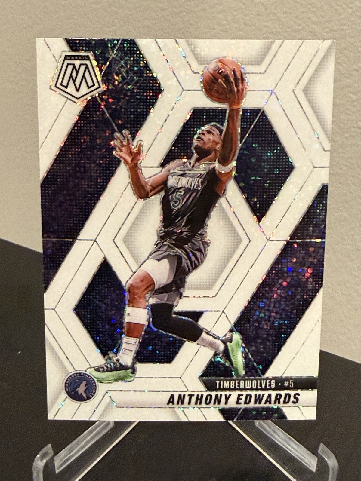 2024 Mosaic White Sparkle Prizm #36 Anthony Edwards Minnesota Timberwolves